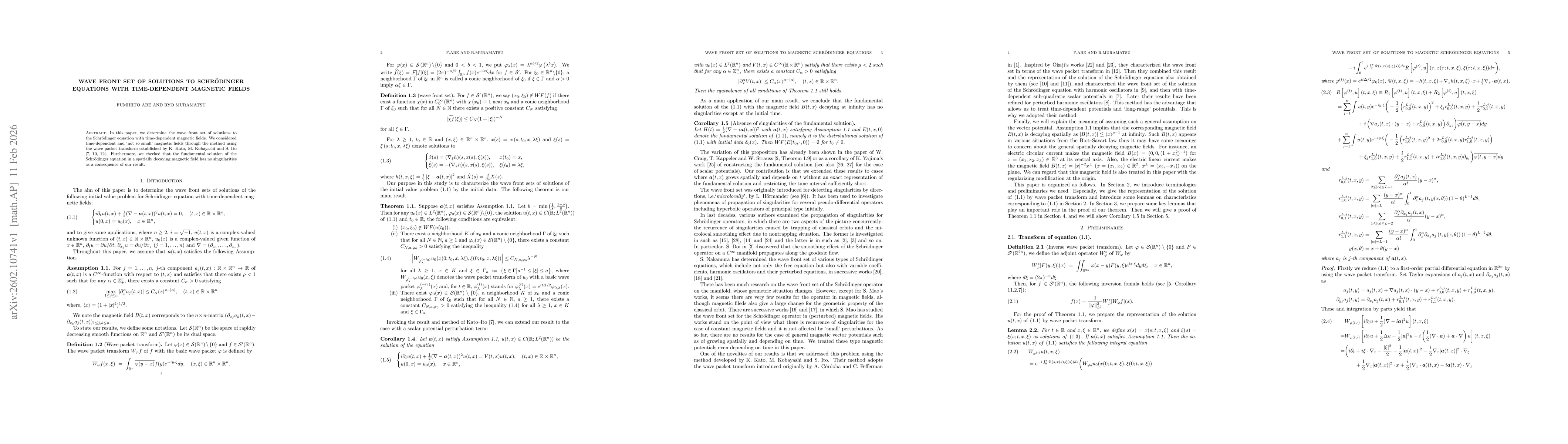 Thumbnail for Wave front set of solutions to Schrödinger equations with time-dependent magnetic fields