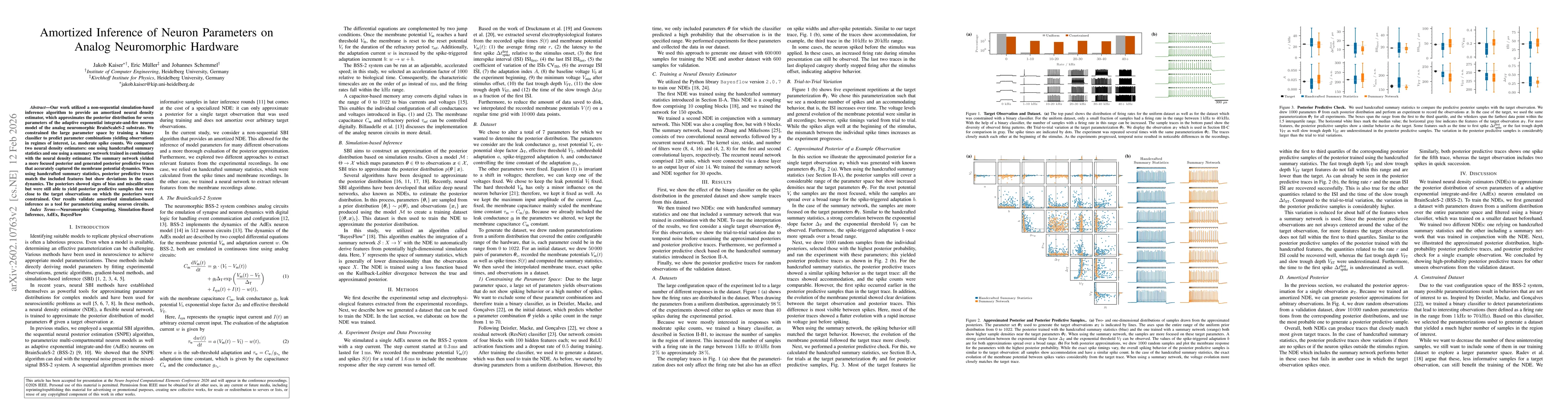 Thumbnail for Amortized Inference of Neuron Parameters on Analog Neuromorphic Hardware