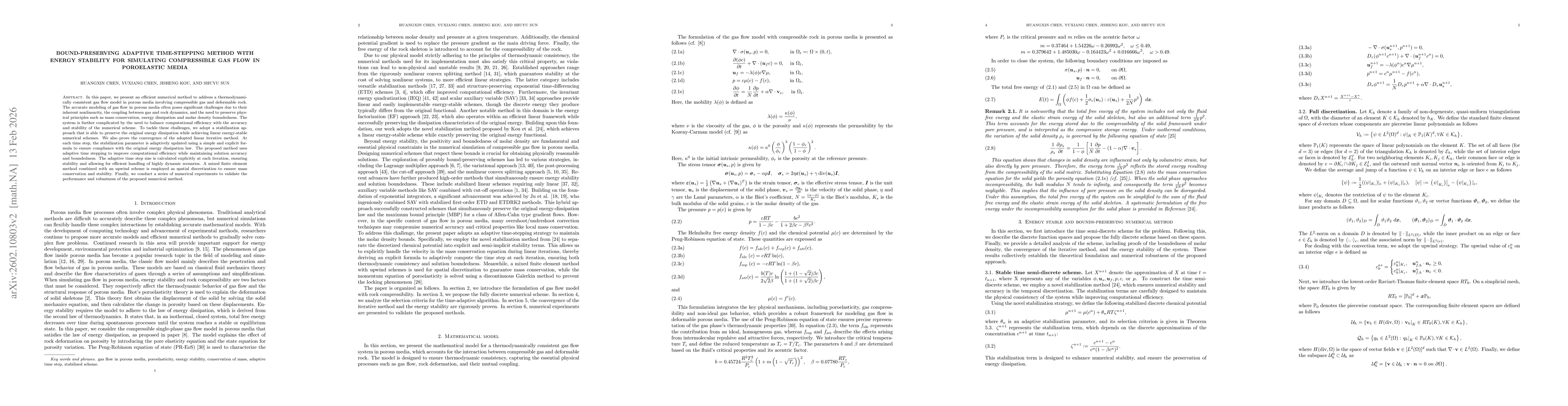 Thumbnail for Bound-Preserving Adaptive Time-Stepping Method with Energy Stability for Simulating Compressible Gas Flow in Poroelastic Media
