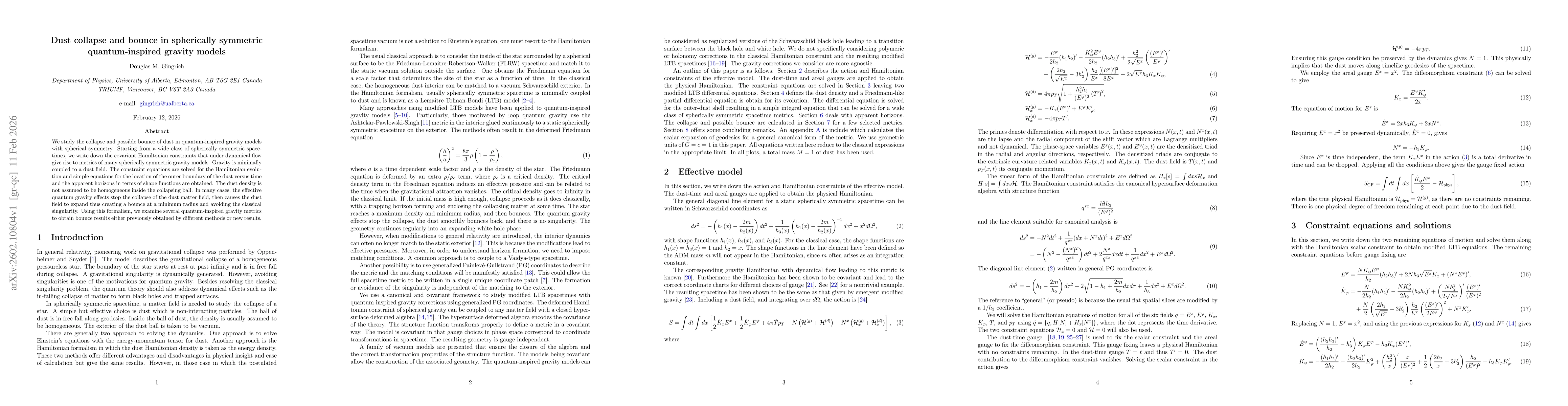 Thumbnail for Dust collapse and bounce in spherically symmetric quantum-inspired gravity models