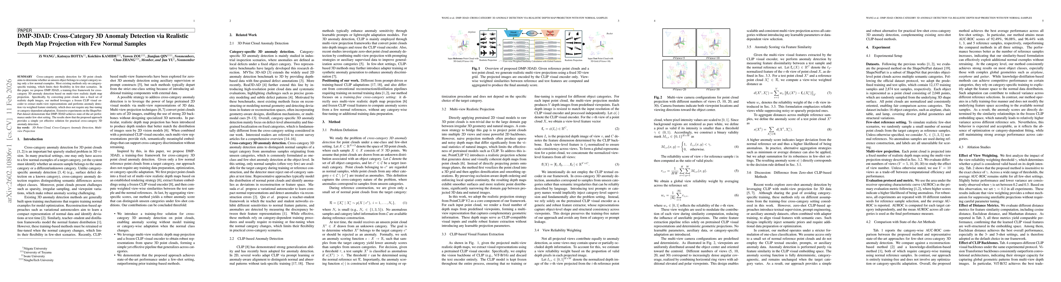 Thumbnail for DMP-3DAD: Cross-Category 3D Anomaly Detection via Realistic Depth Map Projection with Few Normal Samples