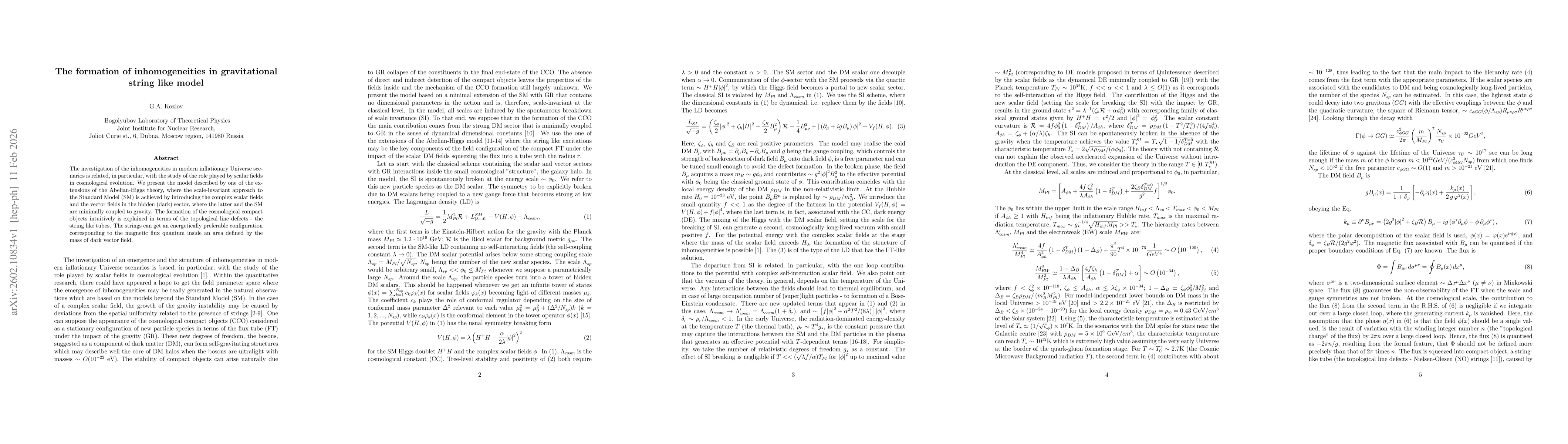 Thumbnail for The formation of inhomogeneities in gravitational string like mode