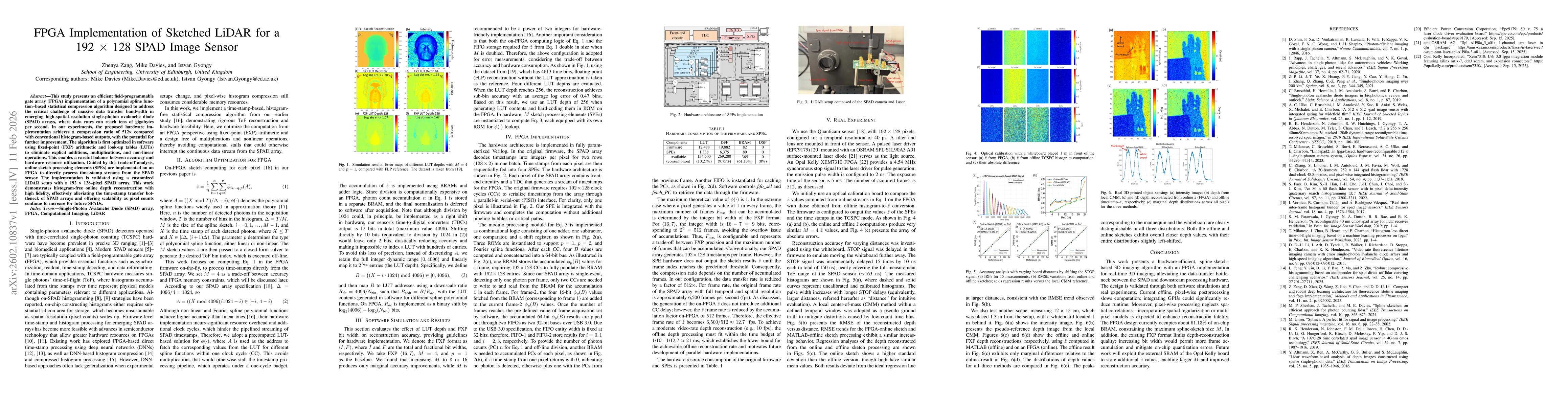 Thumbnail for FPGA Implementation of Sketched LiDAR for a 192 x 128 SPAD Image Sensor