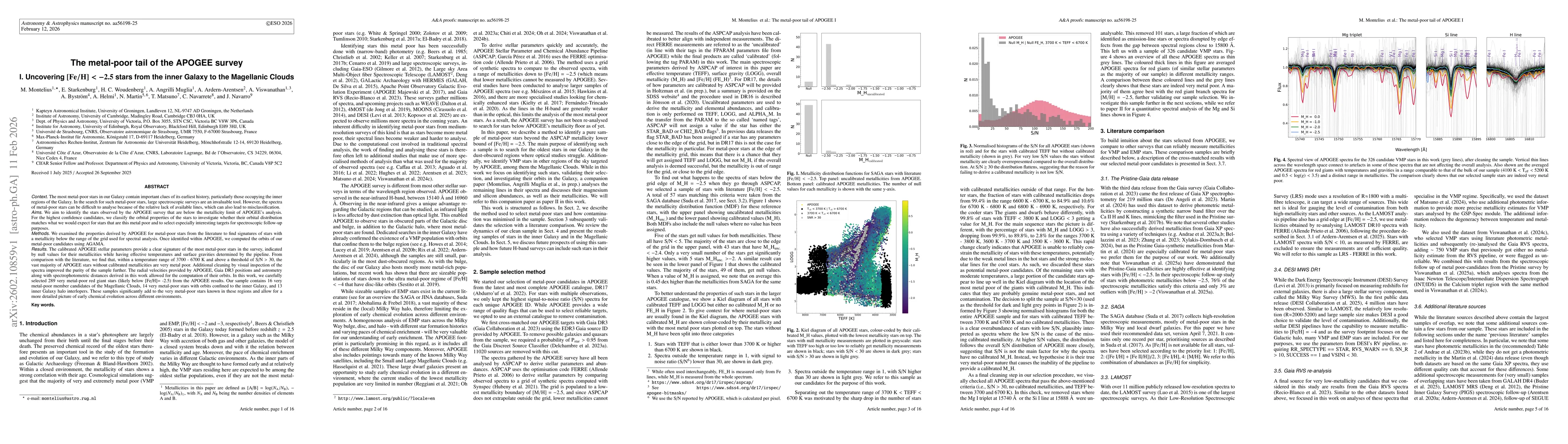 Thumbnail for The metal-poor tail of the APOGEE survey I. Uncovering [Fe/H] < -2.5 stars from the inner Galaxy to the Magellanic Clouds
