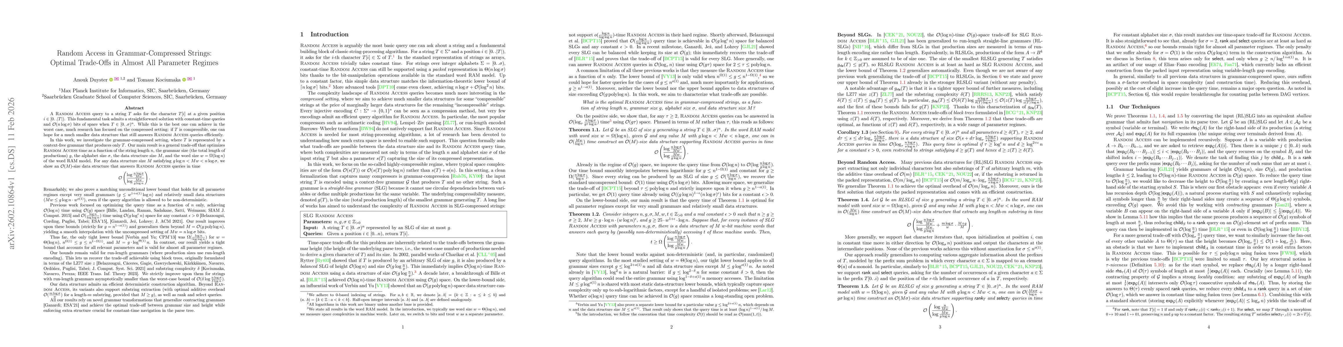 Thumbnail for Random Access in Grammar-Compressed Strings: Optimal Trade-Offs in Almost All Parameter Regimes