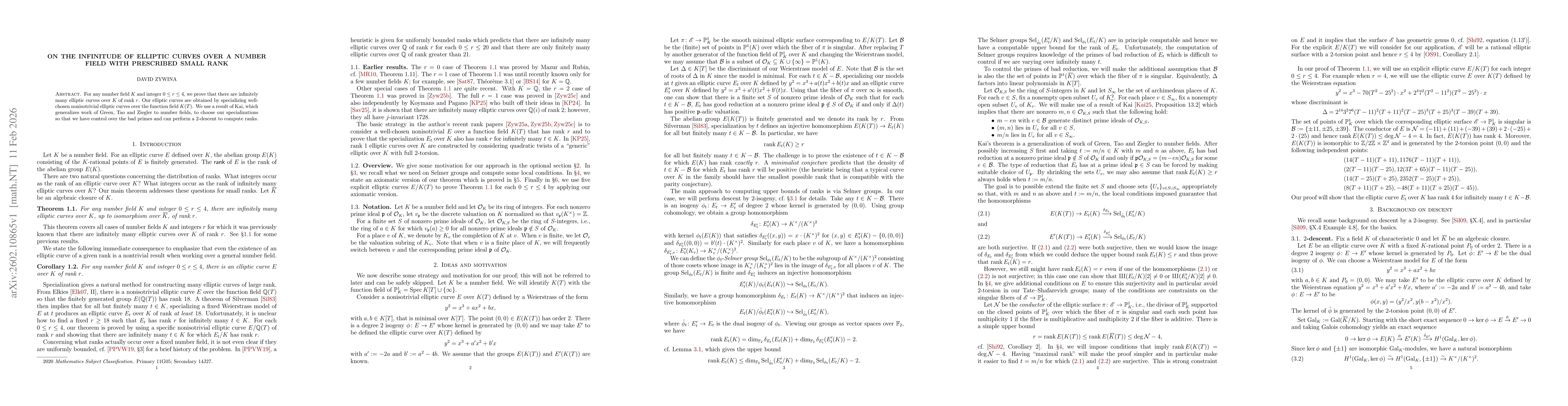 Thumbnail for On the infinitude of elliptic curves over a number field with prescribed small rank