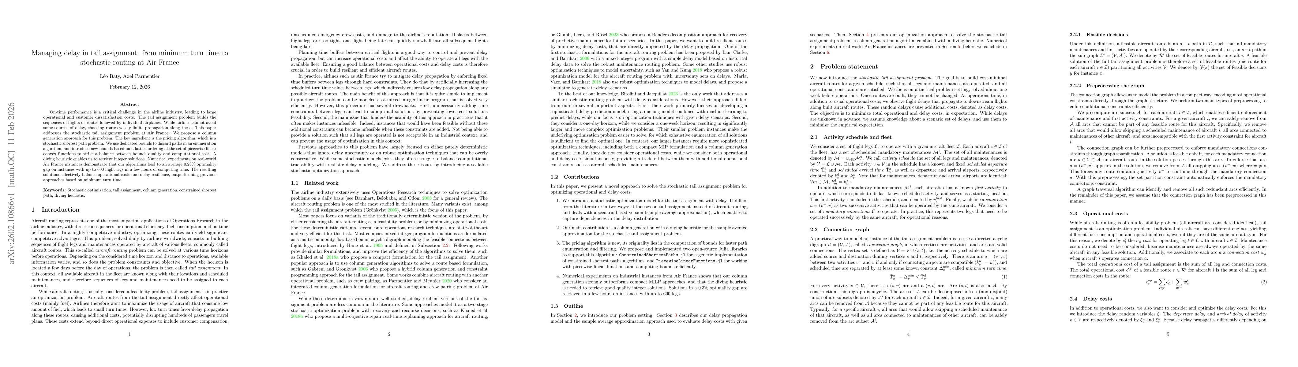 Thumbnail for Managing delay in tail assignment: from minimum turn time to stochastic routing at Air France