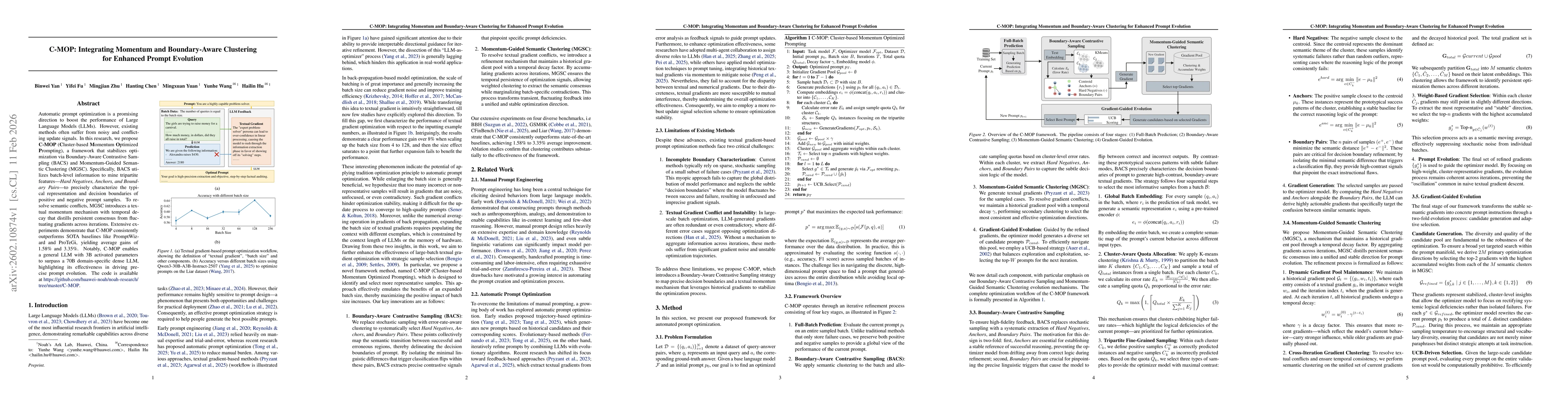 Thumbnail for C-MOP: Integrating Momentum and Boundary-Aware Clustering for Enhanced Prompt Evolution