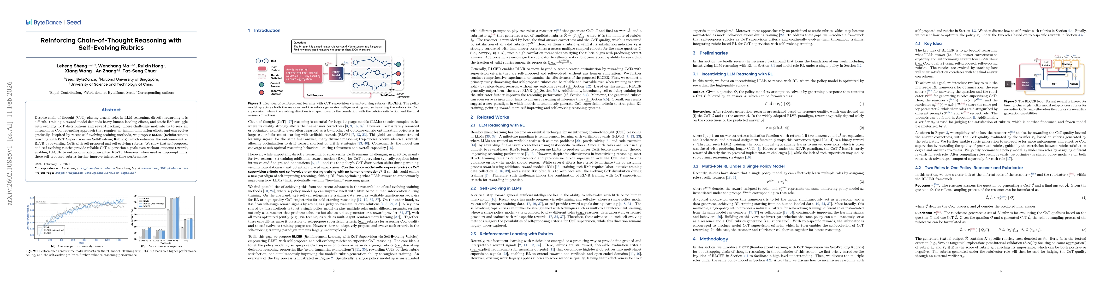 Thumbnail for Reinforcing Chain-of-Thought Reasoning with Self-Evolving Rubrics