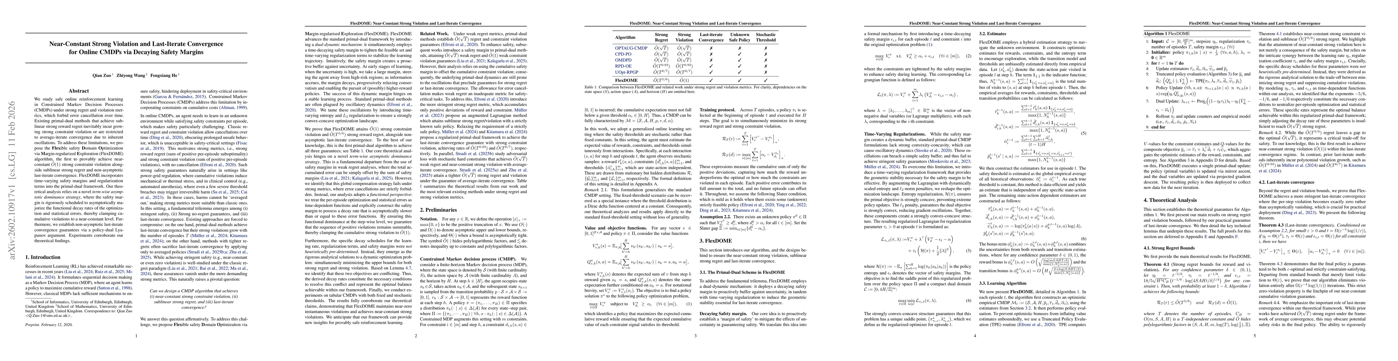 Thumbnail for Near-Constant Strong Violation and Last-Iterate Convergence for Online CMDPs via Decaying Safety Margins