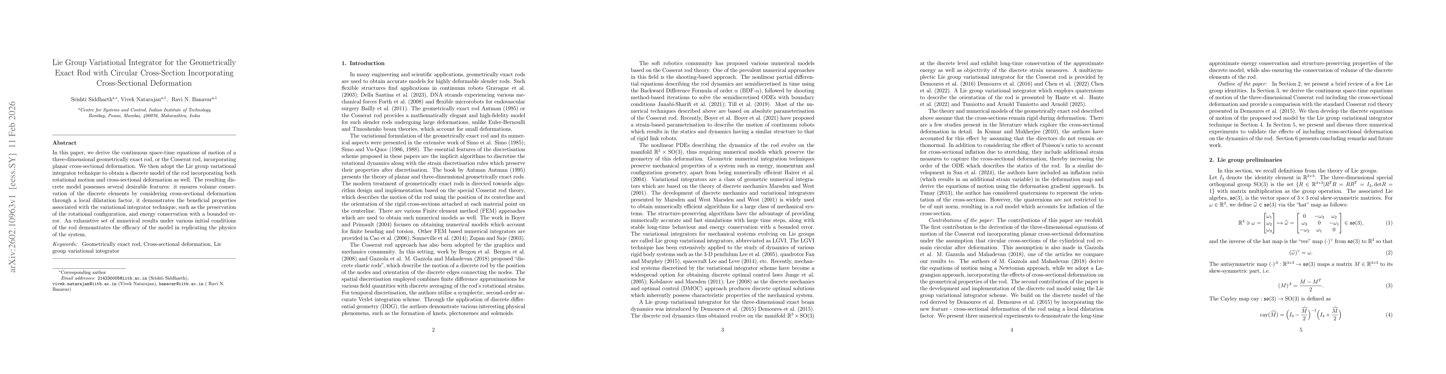 Thumbnail for Lie Group Variational Integrator for the Geometrically Exact Rod with Circular Cross-Section Incorporating Cross-Sectional Deformation