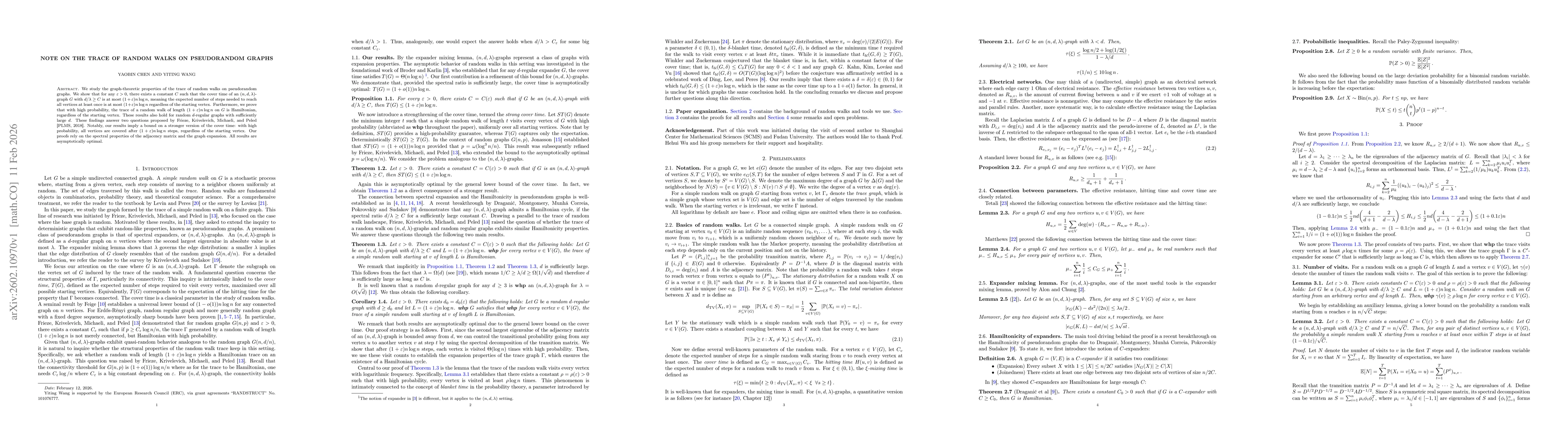 Thumbnail for Note on the trace of random walks on pseudorandom graphs
