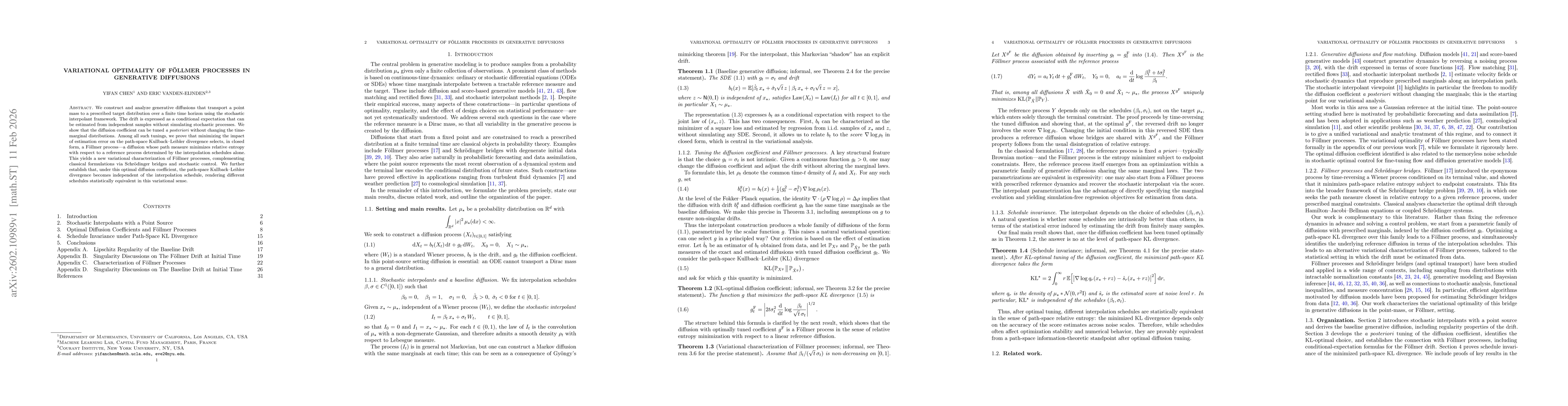 Thumbnail for Variational Optimality of Föllmer Processes in Generative Diffusions