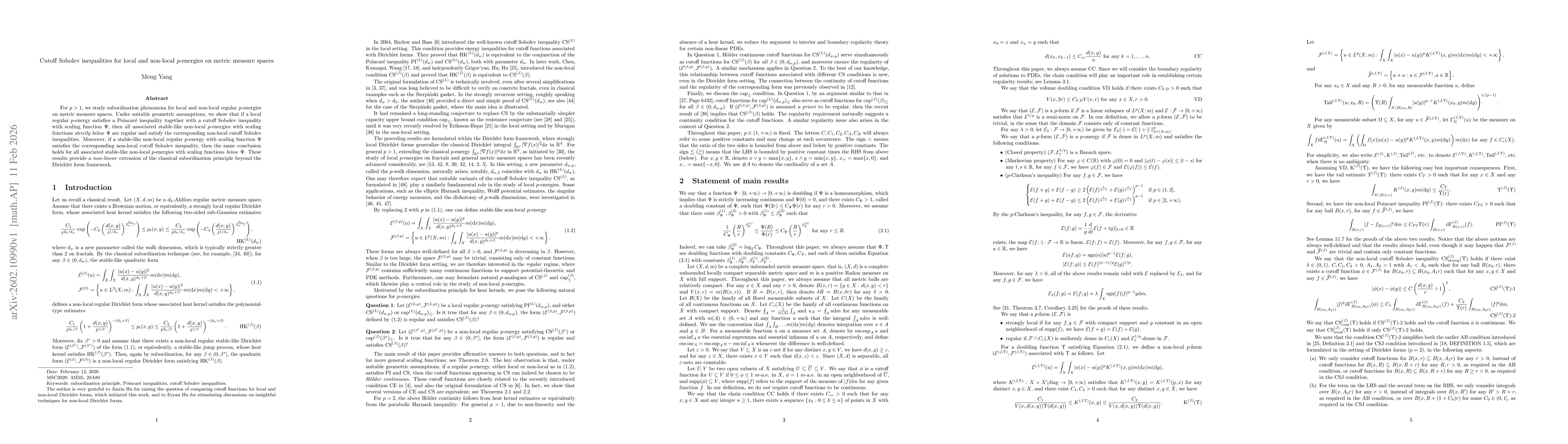 Thumbnail for Cutoff Sobolev inequalities for local and non-local $p$-energies on metric measure spaces