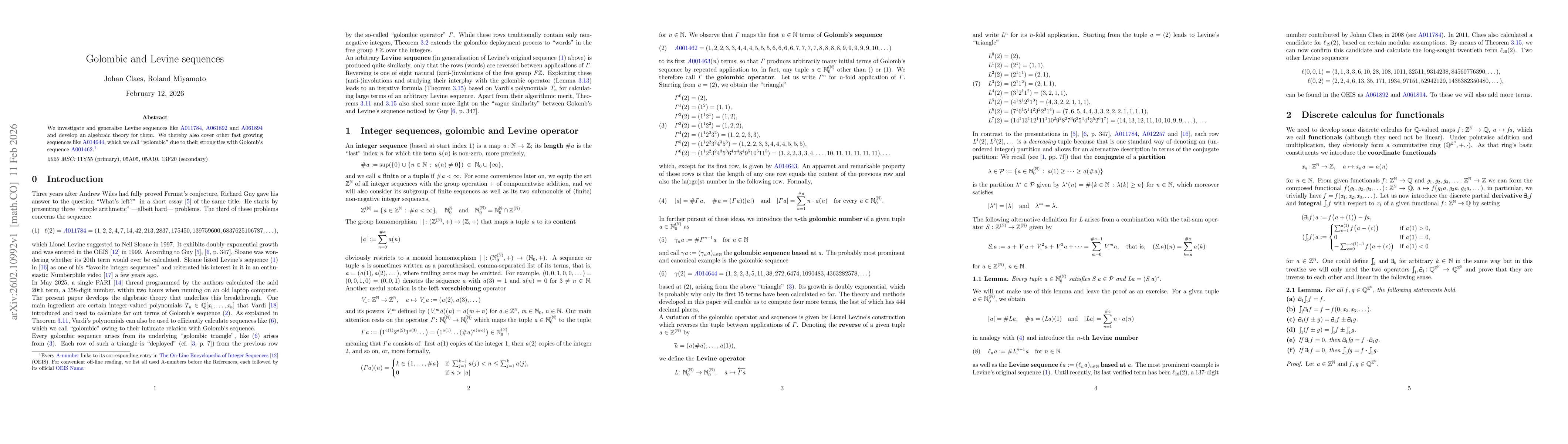 Thumbnail for Golombic and Levine sequences