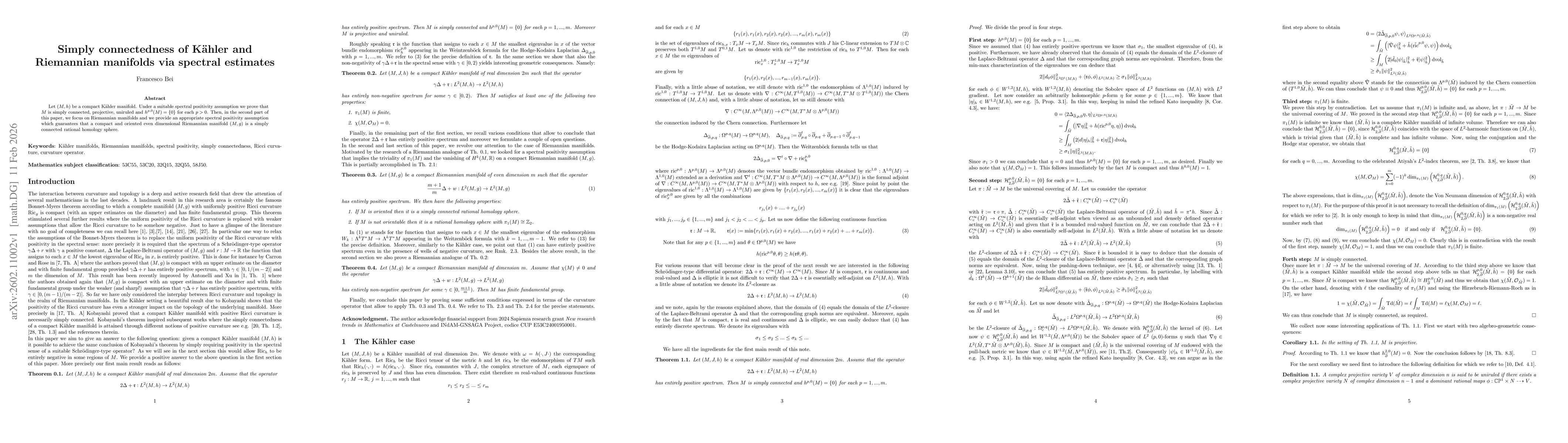 Thumbnail for Simply connectedness of Kähler and Riemannian manifolds via spectral estimates