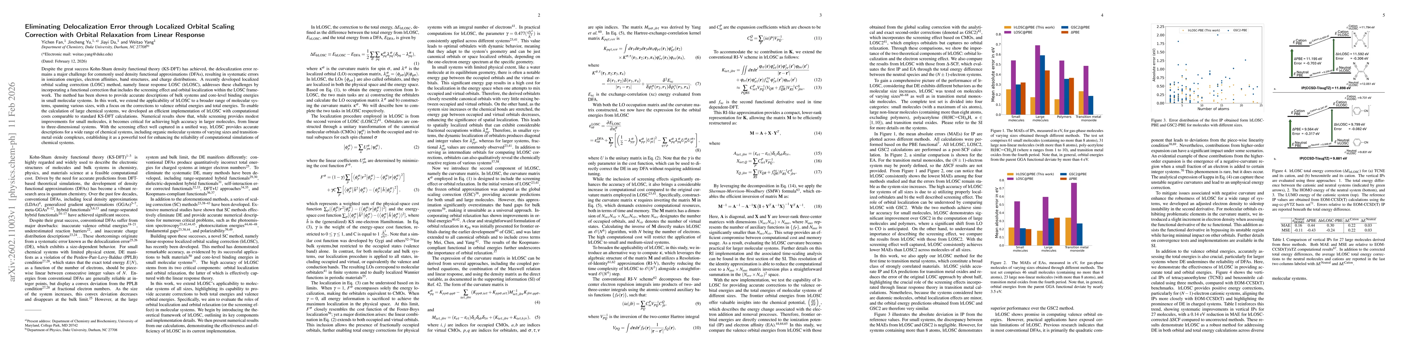 Thumbnail for Eliminating Delocalization Error through Localized Orbital Scaling Correction with Orbital Relaxation from Linear Response