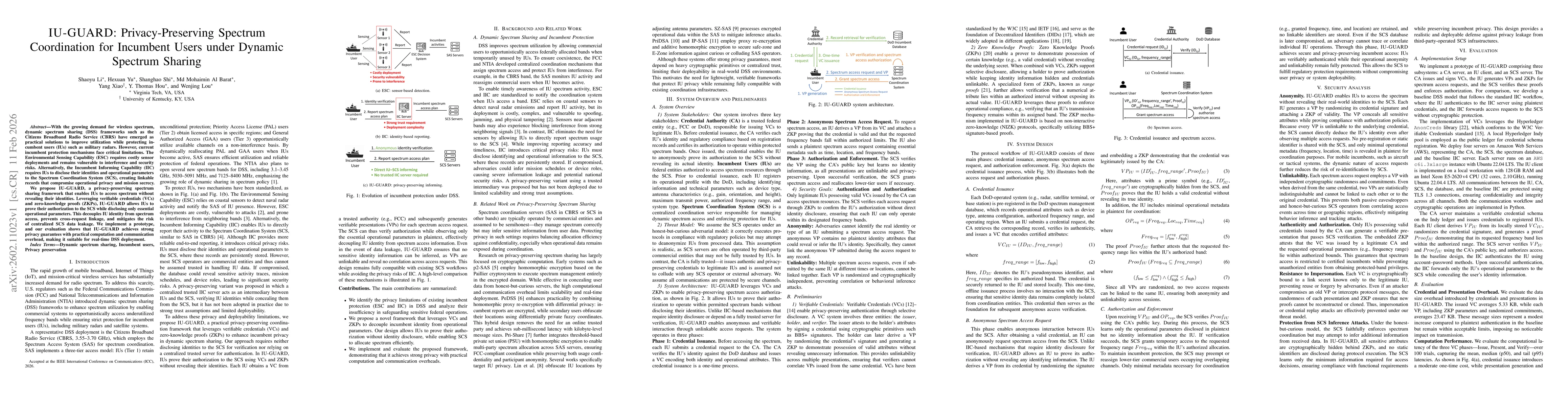 Thumbnail for IU-GUARD: Privacy-Preserving Spectrum Coordination for Incumbent Users under Dynamic Spectrum Sharing