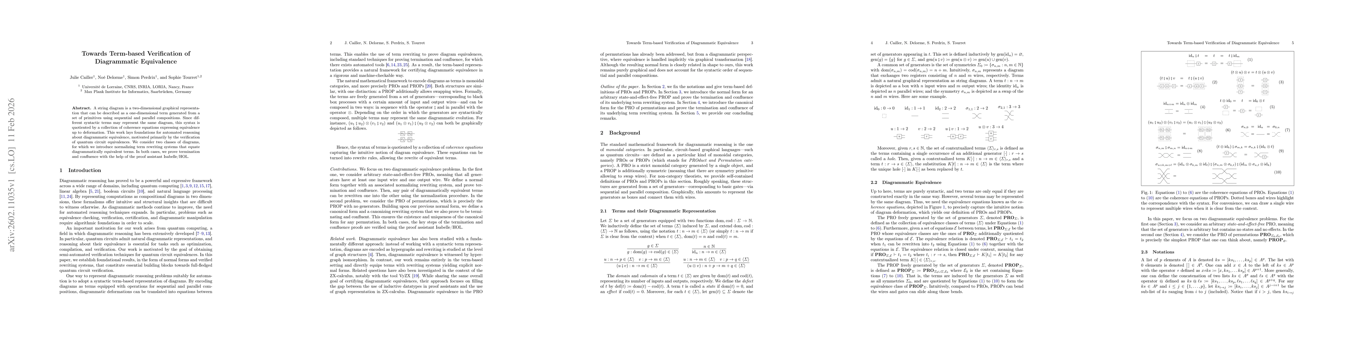 Thumbnail for Towards Term-based Verification of Diagrammatic Equivalence