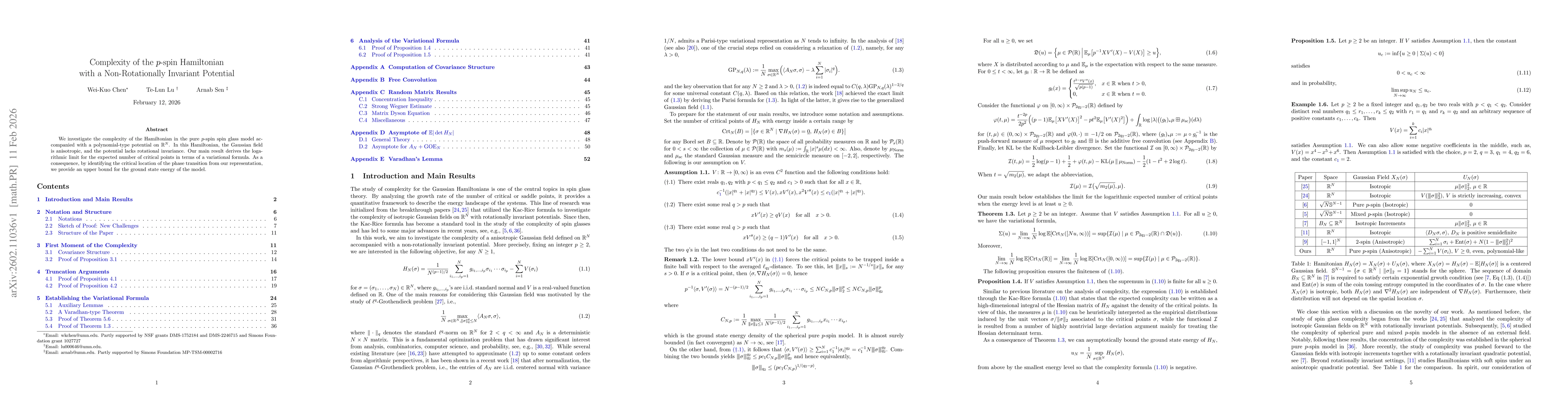 Thumbnail for Complexity of the p-spin Hamiltonian with a Non-Rotationally Invariant Potential