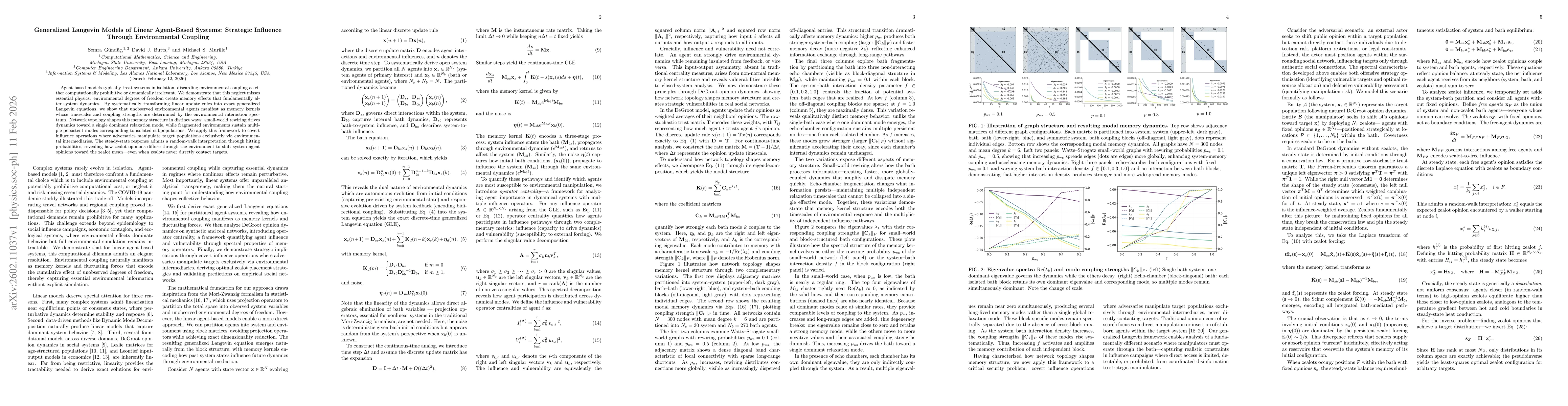 Thumbnail for Generalized Langevin Models of Linear Agent-Based Systems: Strategic Influence Through Environmental Coupling