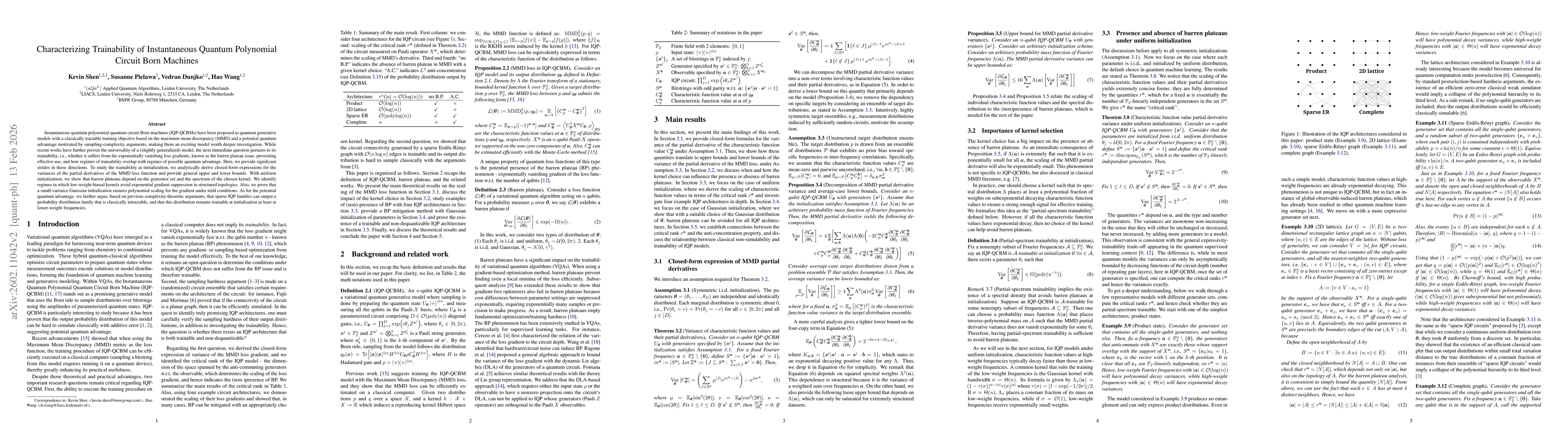 Thumbnail for Characterizing Trainability of Instantaneous Quantum Polynomial Circuit Born Machines