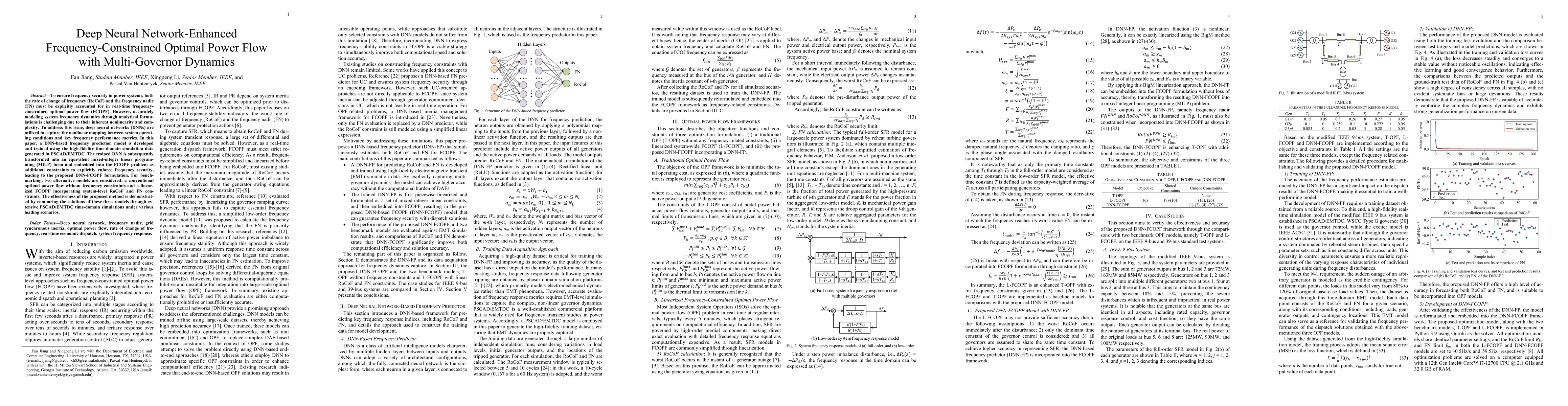 Thumbnail for Deep Neural Network-Enhanced Frequency-Constrained Optimal Power Flow with Multi-Governor Dynamics