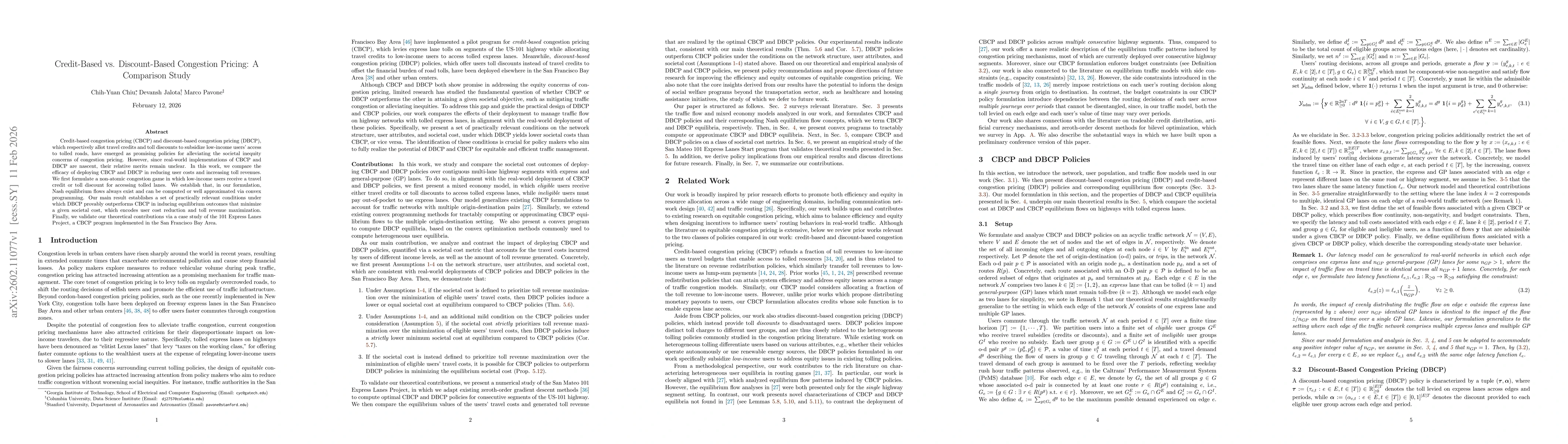 Thumbnail for Credit-Based vs. Discount-Based Congestion Pricing: A Comparison Study