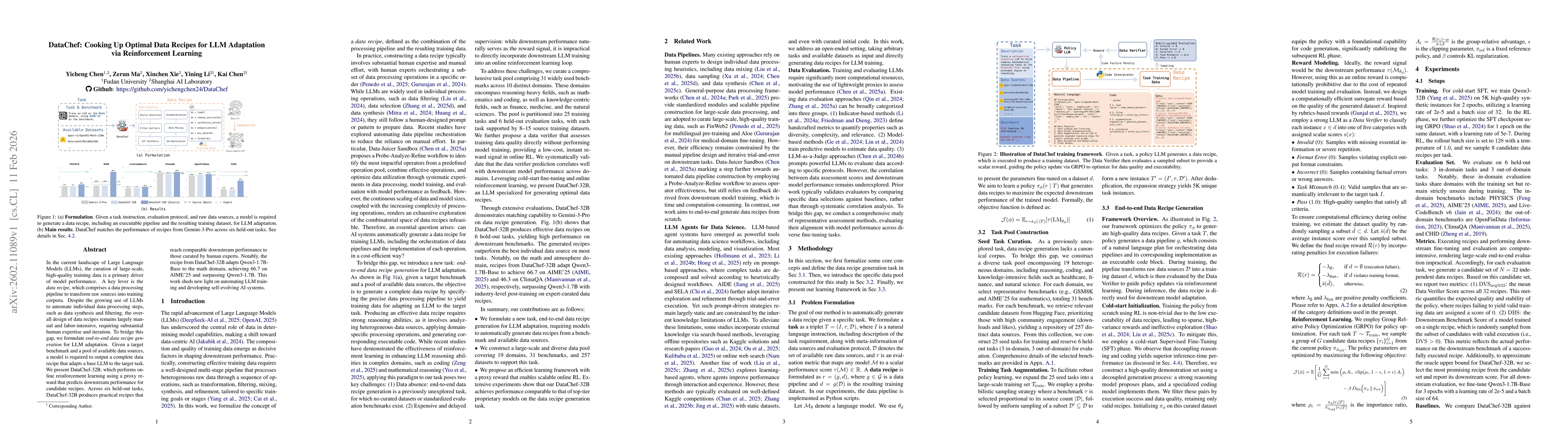 Thumbnail for DataChef: Cooking Up Optimal Data Recipes for LLM Adaptation via Reinforcement Learning