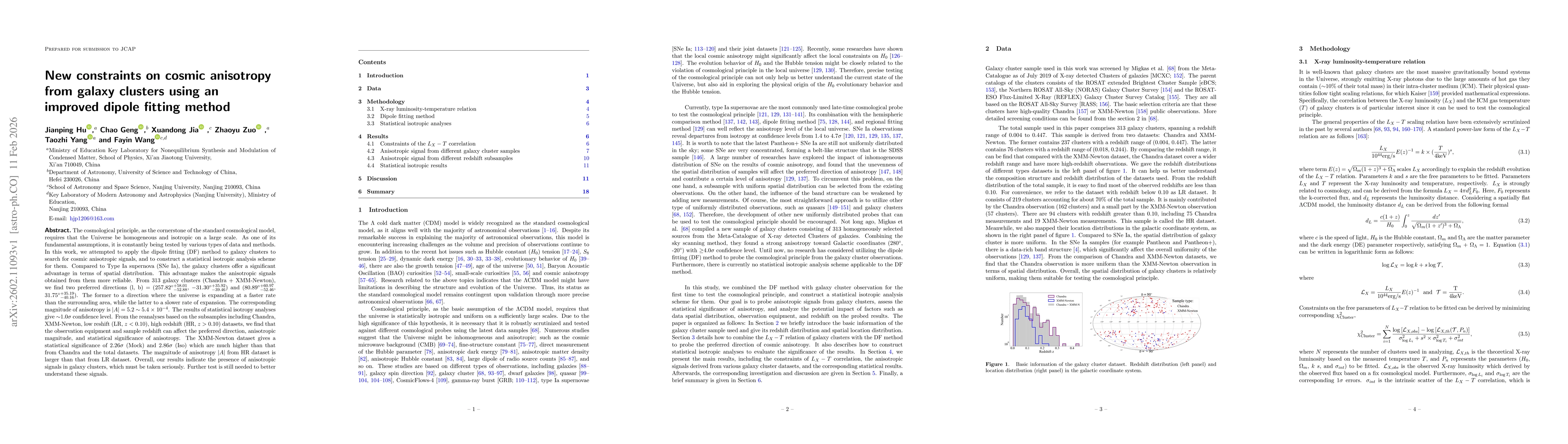 Thumbnail for New constraints on cosmic anisotropy from galaxy clusters using an improved dipole fitting method