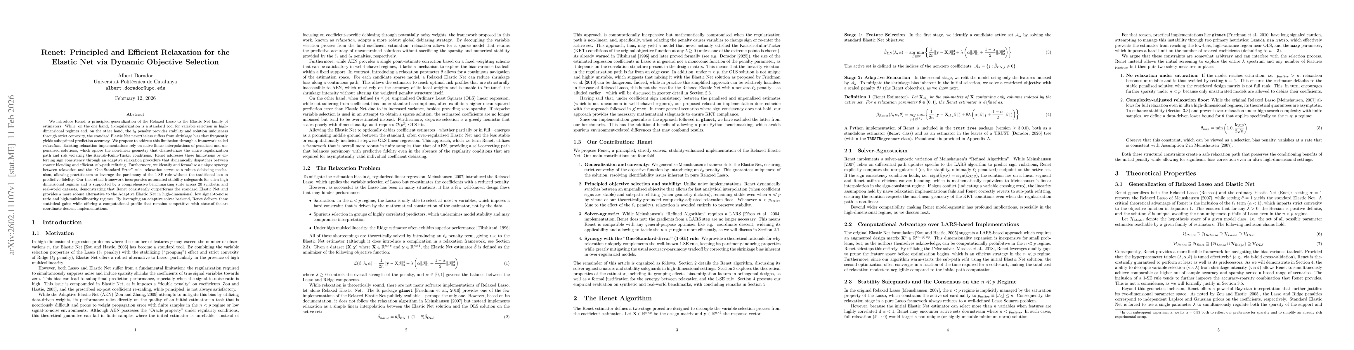 Thumbnail for Renet: Principled and Efficient Relaxation for the Elastic Net via Dynamic Objective Selection