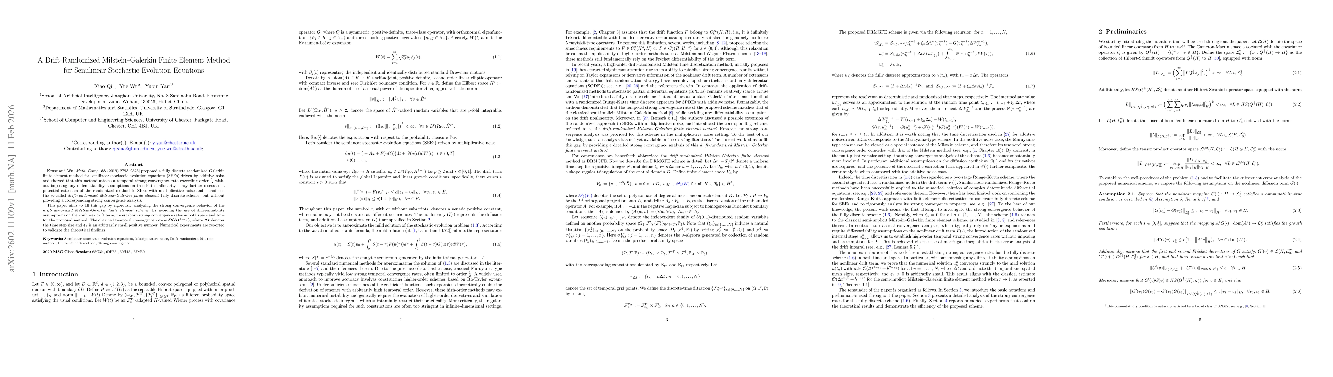 Thumbnail for Drift-Randomized Milstein-Galerkin Finite Element Method for Semilinear Stochastic Evolution Equations