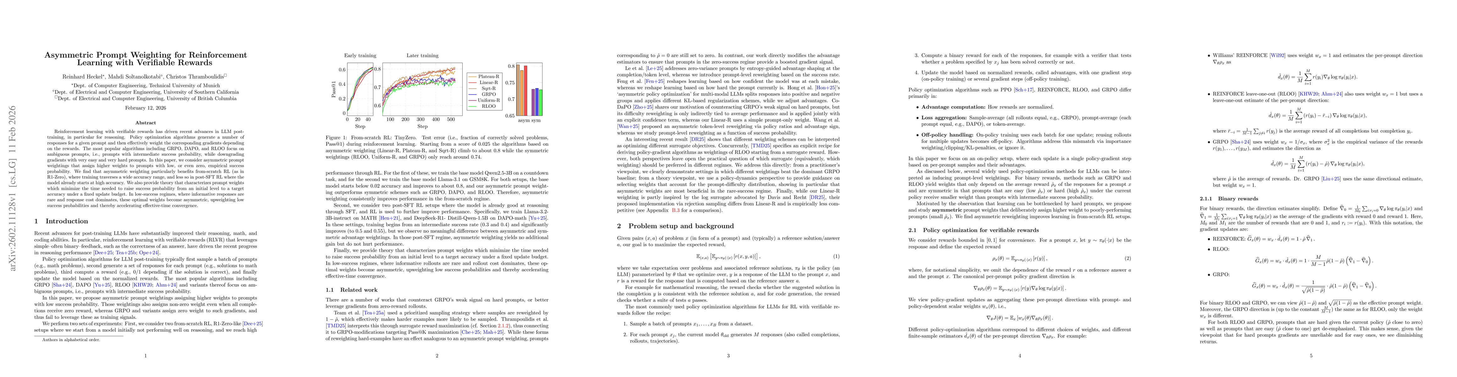 Thumbnail for Asymmetric Prompt Weighting for Reinforcement Learning with Verifiable Rewards