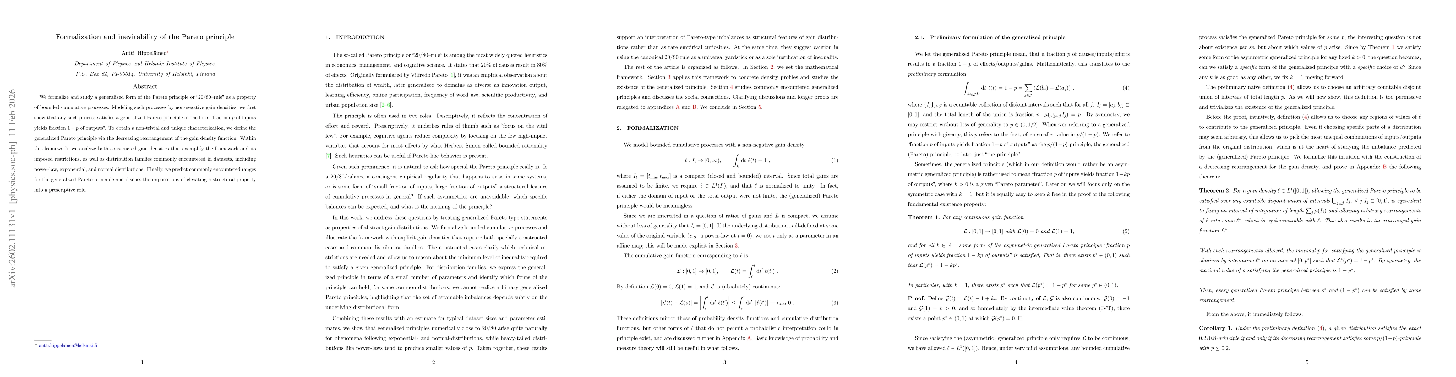 Thumbnail for Formalization and inevitability of the Pareto principle
