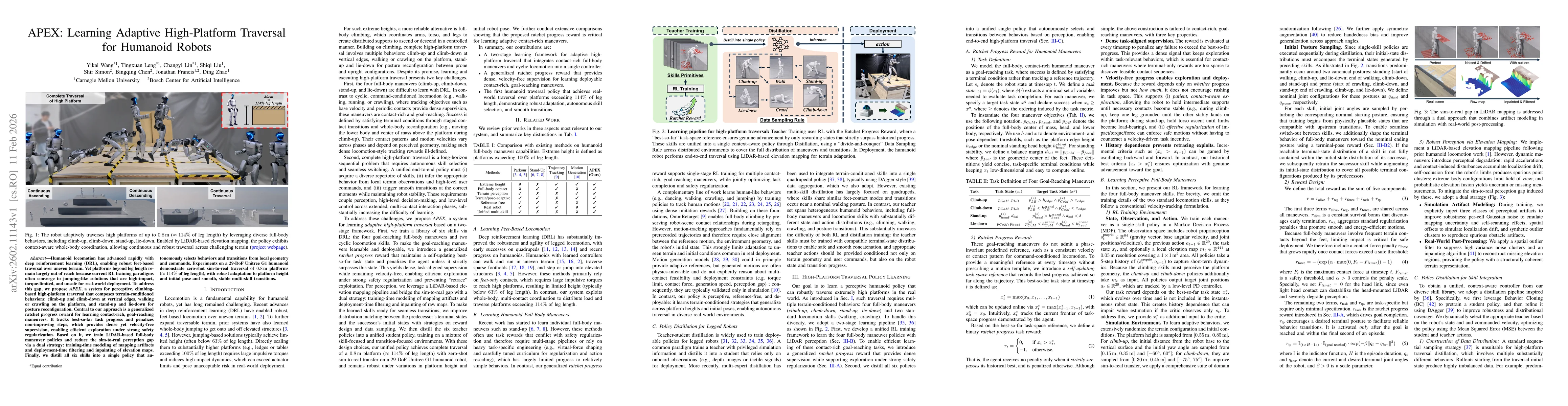 Thumbnail for APEX: Learning Adaptive High-Platform Traversal for Humanoid Robots