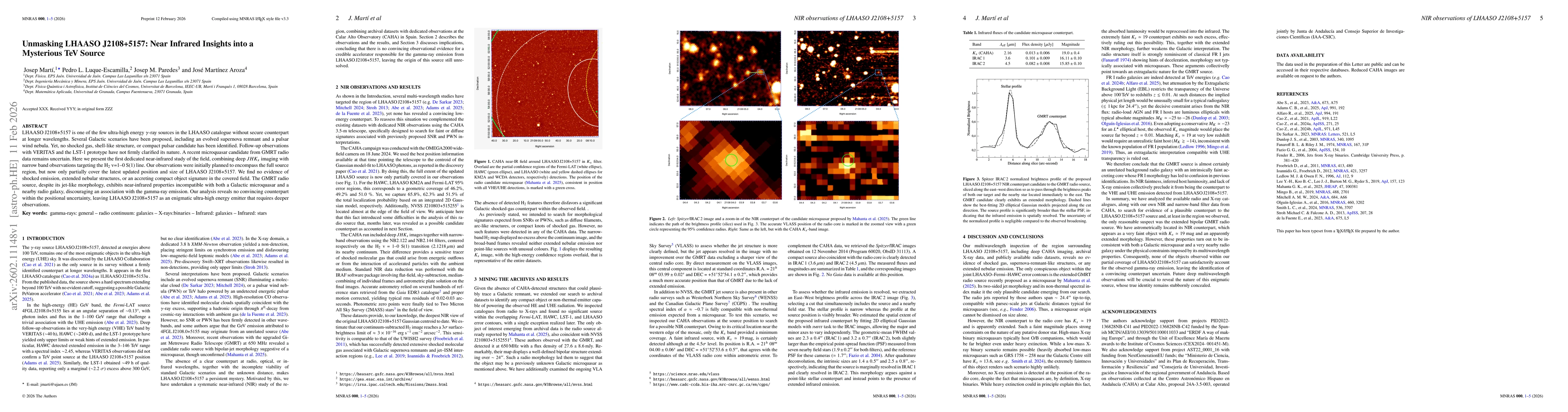 Thumbnail for Unmasking LHAASO J2108+5157: Near Infrared Insights into a Mysterious TeV Source