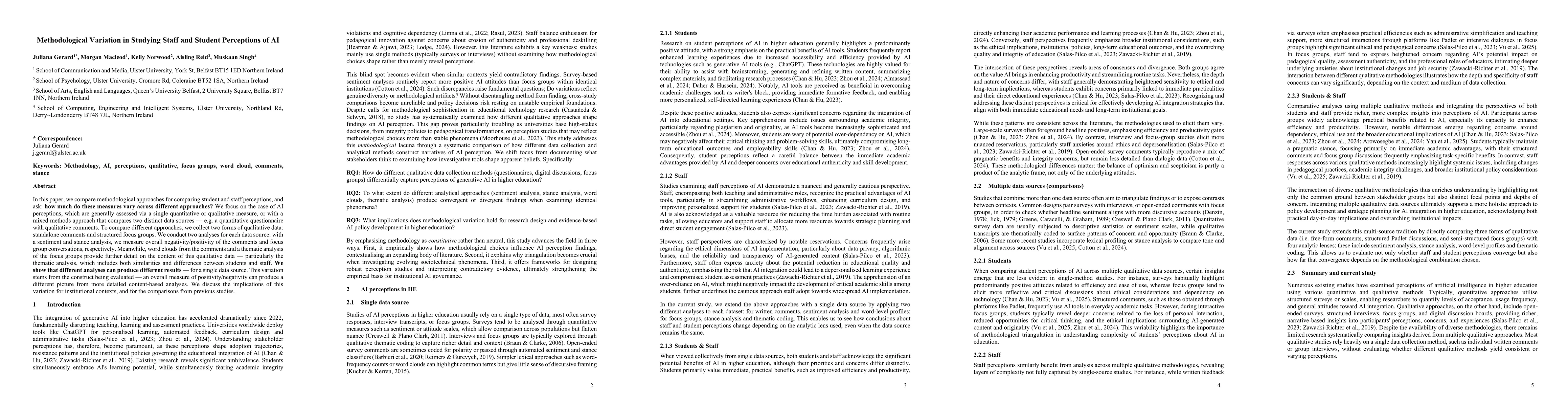 Thumbnail for Methodological Variation in Studying Staff and Student Perceptions of AI