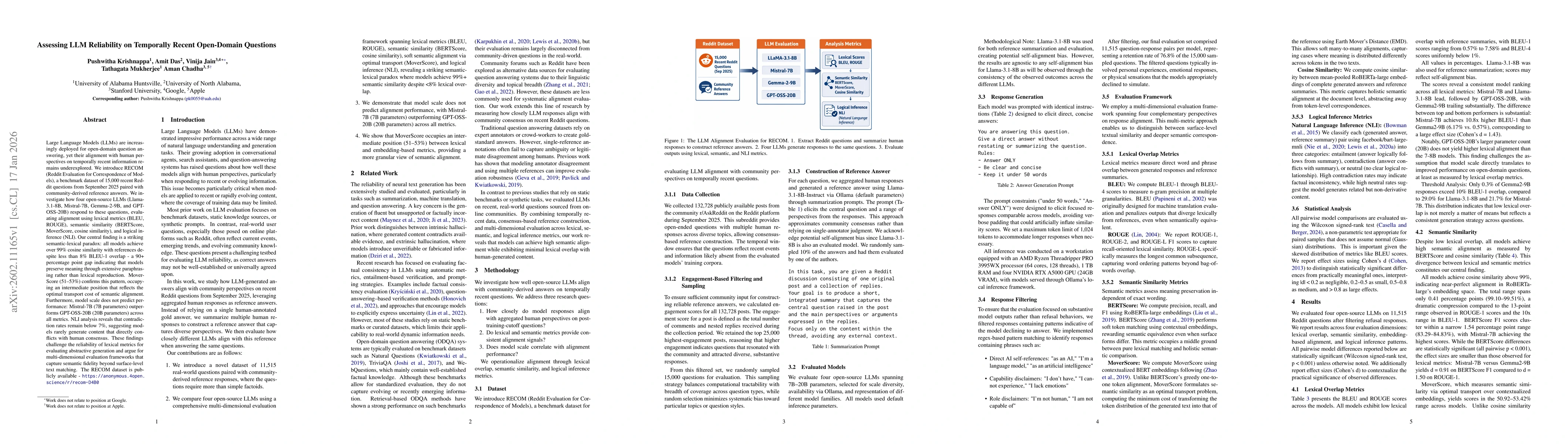 Thumbnail for Assessing LLM Reliability on Temporally Recent Open-Domain Questions