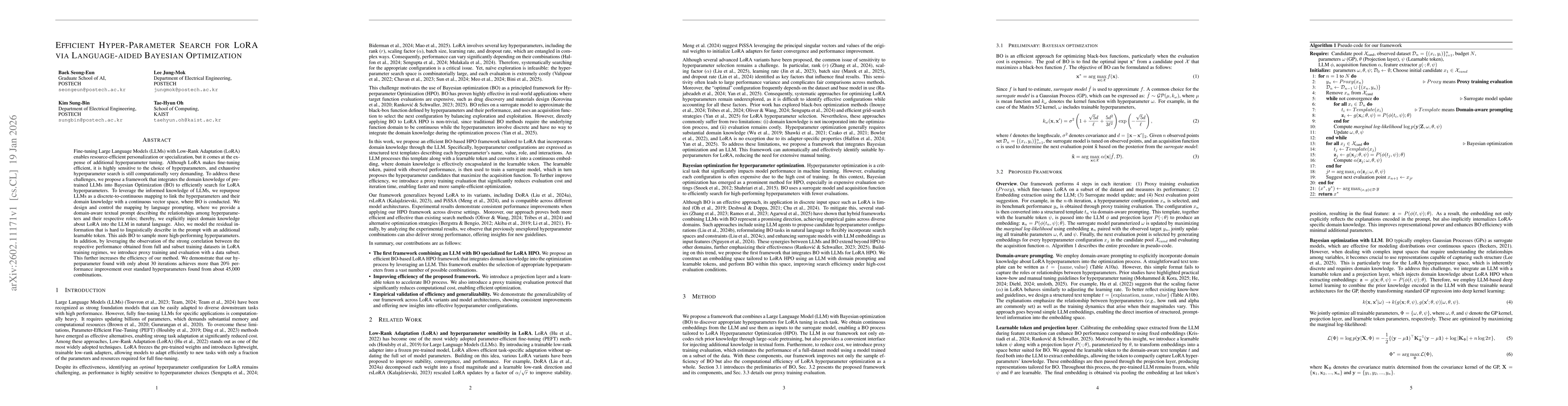 Thumbnail for Efficient Hyper-Parameter Search for LoRA via Language-aided Bayesian Optimization