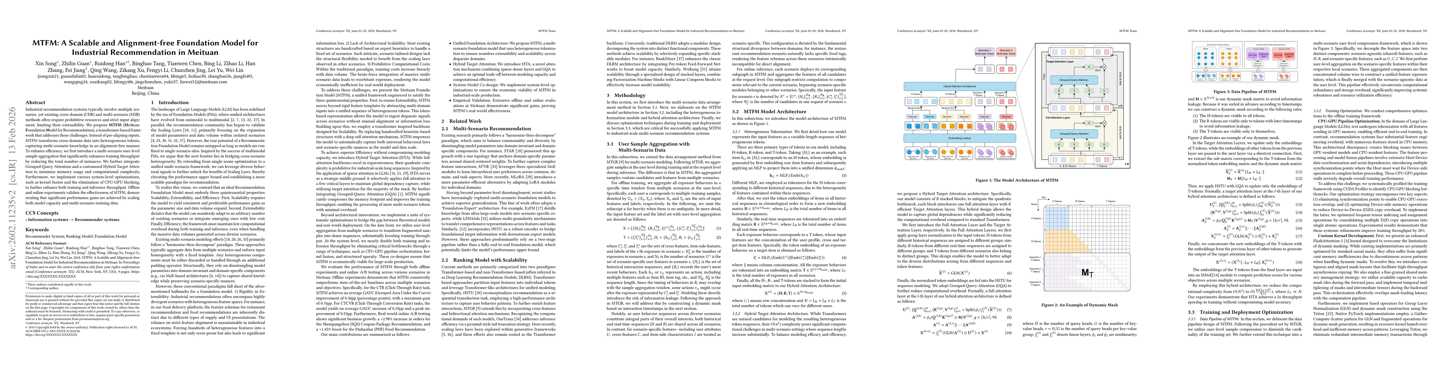 Thumbnail for MTFM: A Scalable and Alignment-free Foundation Model for Industrial Recommendation in Meituan