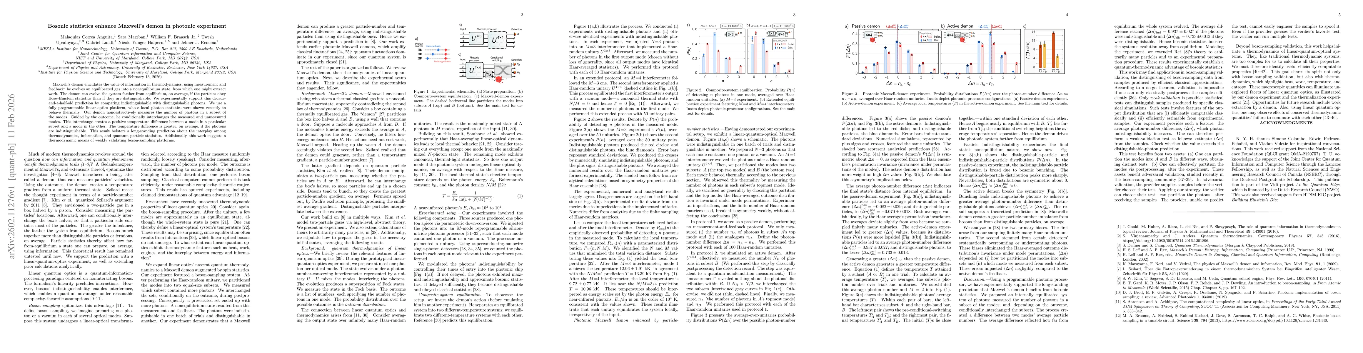 Thumbnail for Bosonic statistics enhance Maxwell's demon in photonic experiment