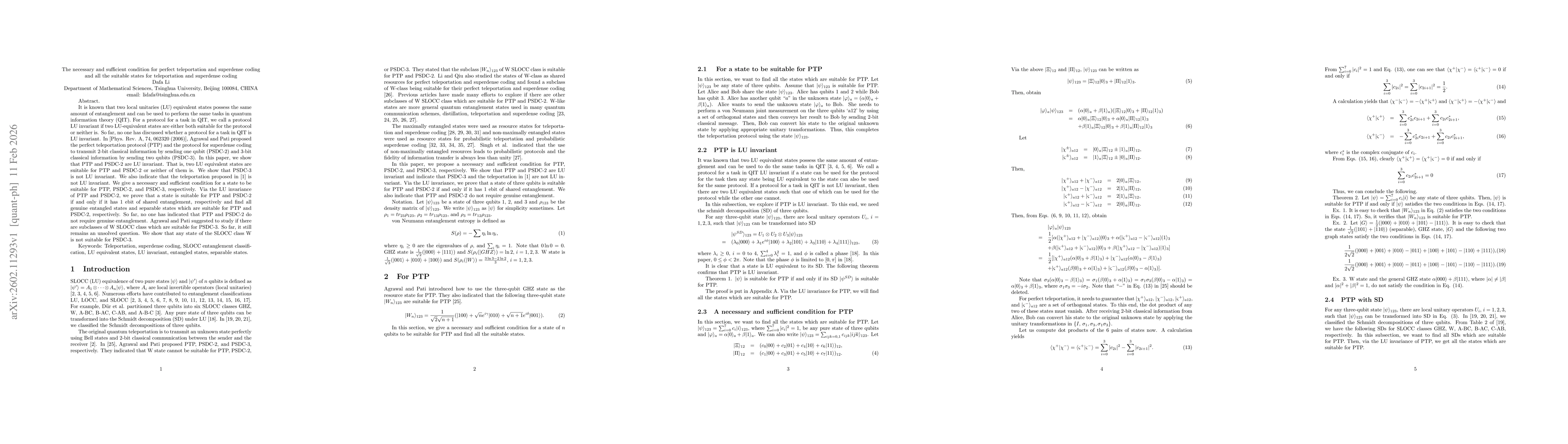 Thumbnail for The necessary and sufficient condition for perfect teleportation and superdense coding and all the suitable states for teleportation and superdense coding