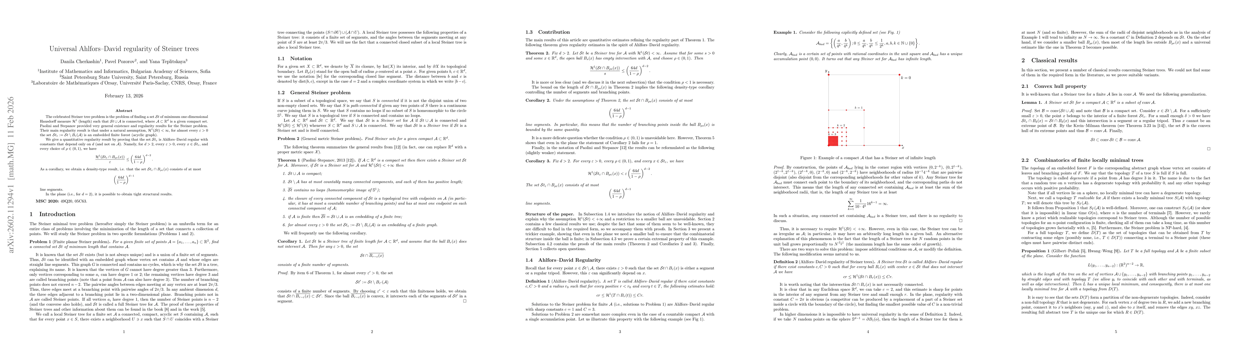 Thumbnail for Universal Ahlfors--David regularity of Steiner trees