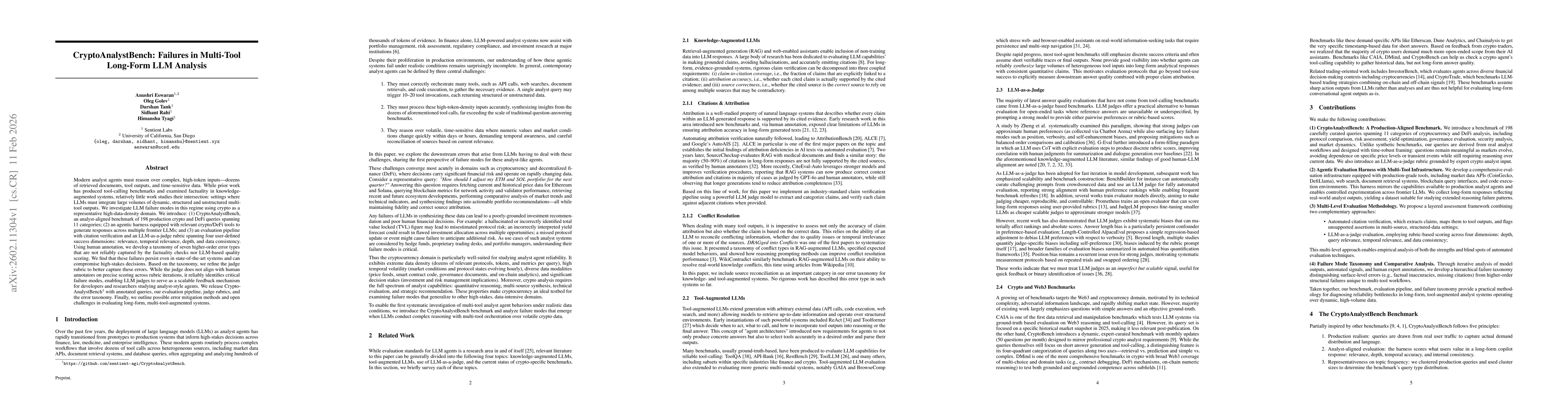 Thumbnail for CryptoAnalystBench: Failures in Multi-Tool Long-Form LLM Analysis