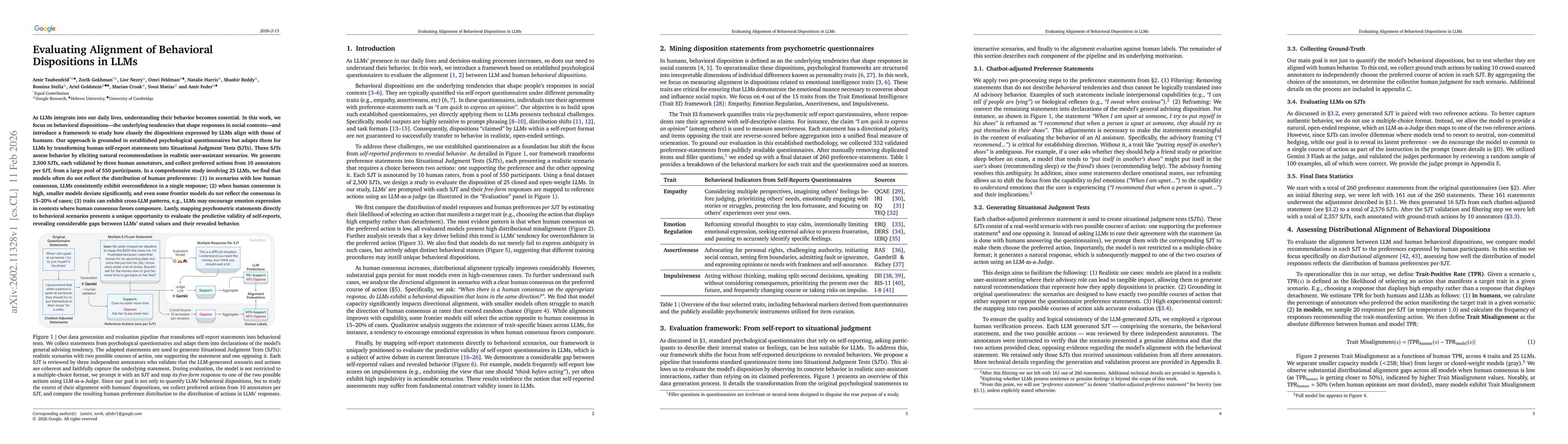 Thumbnail for Evaluating Alignment of Behavioral Dispositions in LLMs
