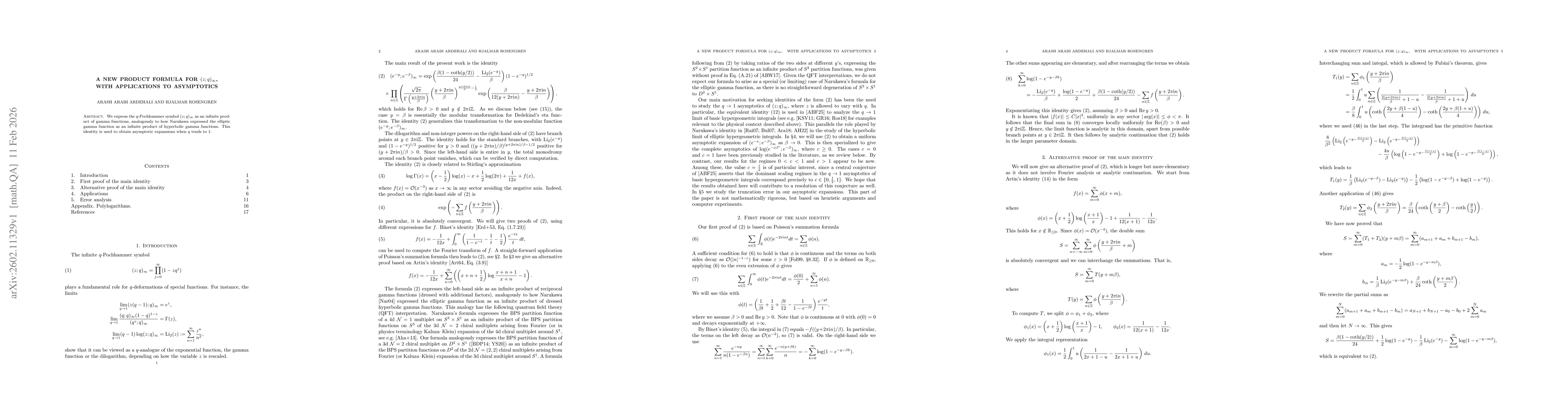 Thumbnail for A new product formula for $(z;q)_\infty$, with applications to asymptotics