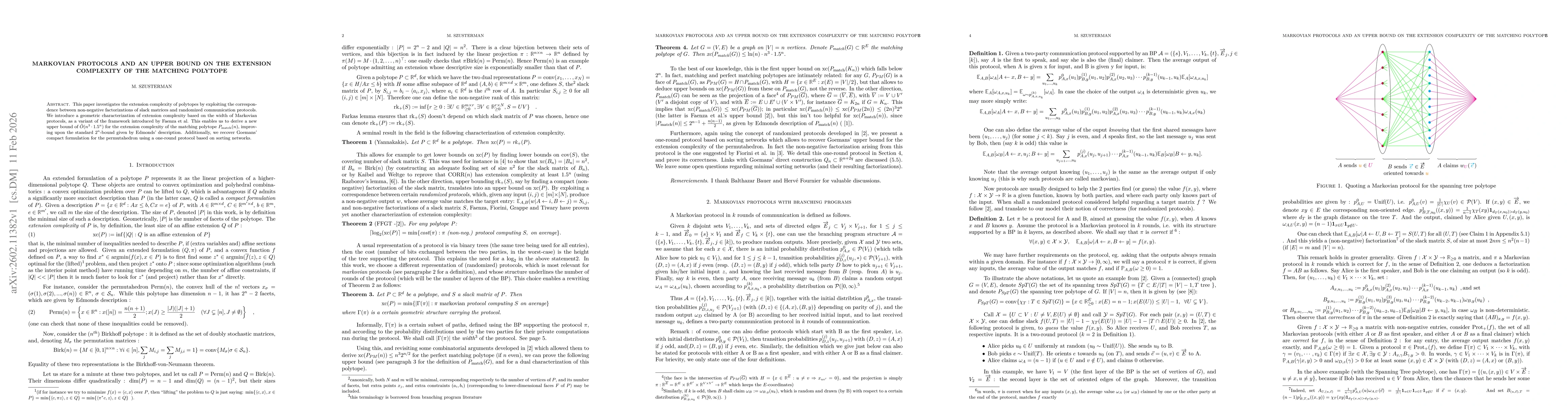 Thumbnail for Markovian protocols and an upper bound on the extension complexity of the matching polytope
