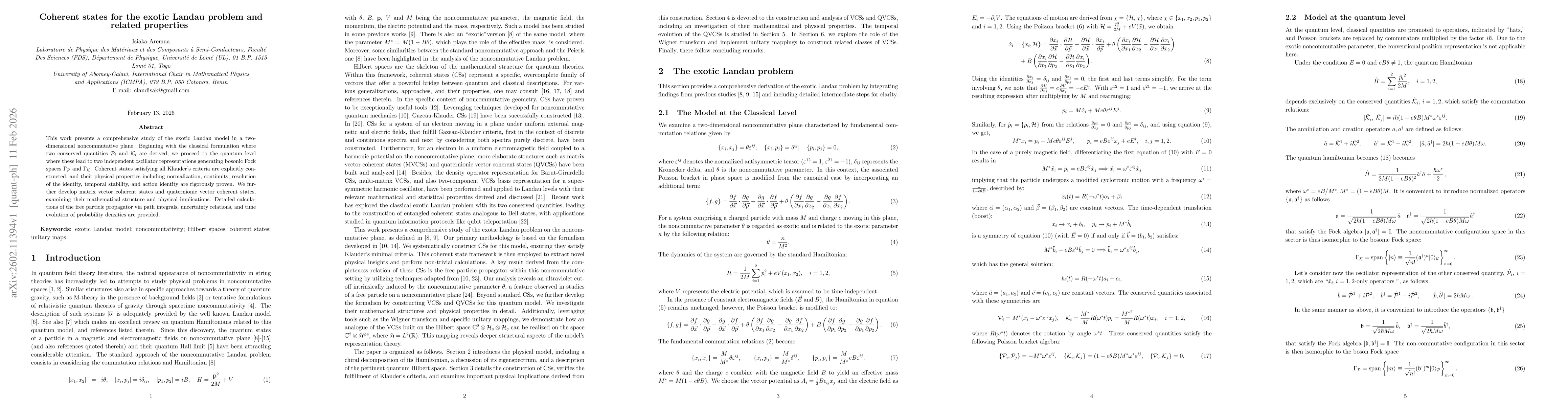 Thumbnail for Coherent states for the exotic Landau problem and related properties