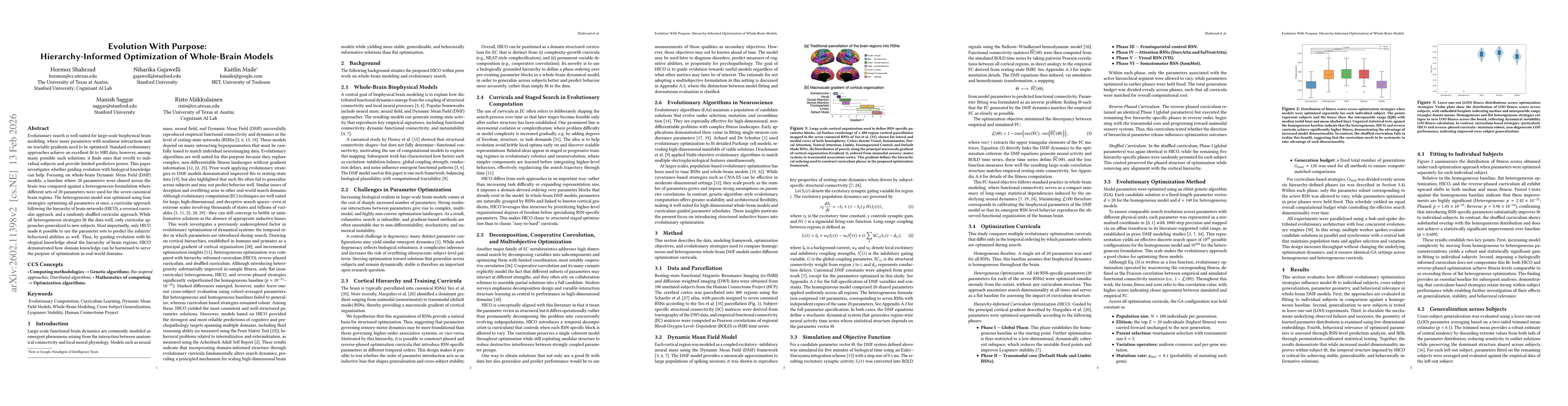 Thumbnail for Evolution With Purpose: Hierarchy-Informed Optimization of Whole-Brain Models