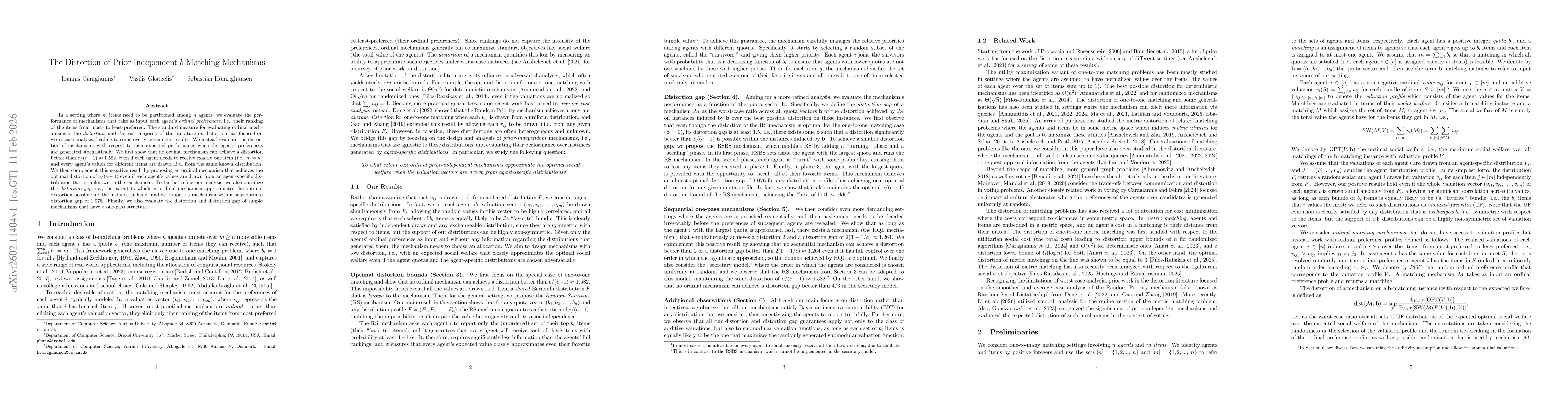 Thumbnail for The Distortion of Prior-Independent b-Matching Mechanisms